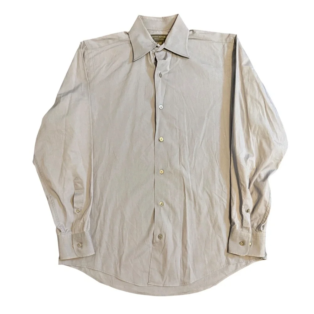 Banana Republic Stretch Classic Button Down Shirt Mens S Blue Grey 112032-11